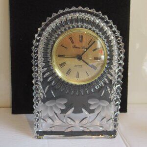 Princess House Led Crystal Mantel Clock. Gold, Unused, Vintage